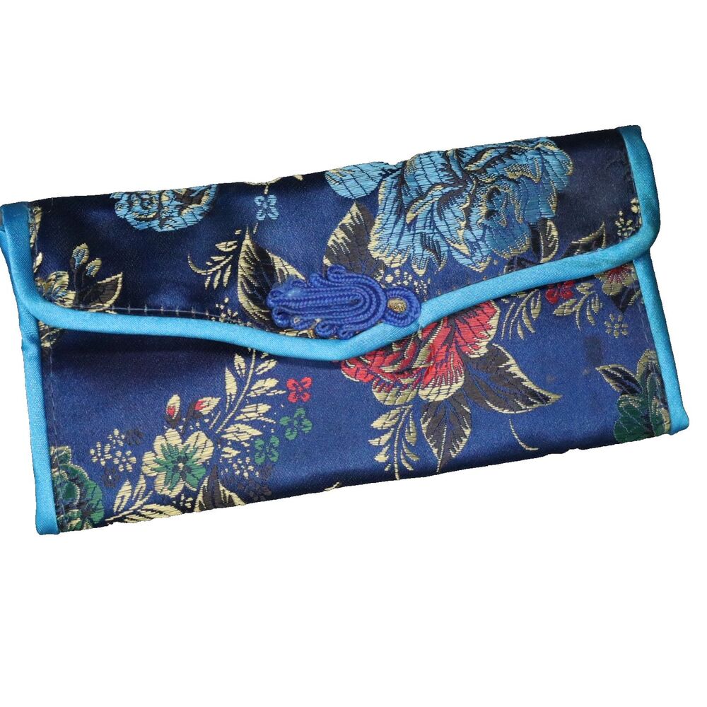 Silk Oriental Tri-fold Wallet 7x3.5" closed - 7x8.5" open